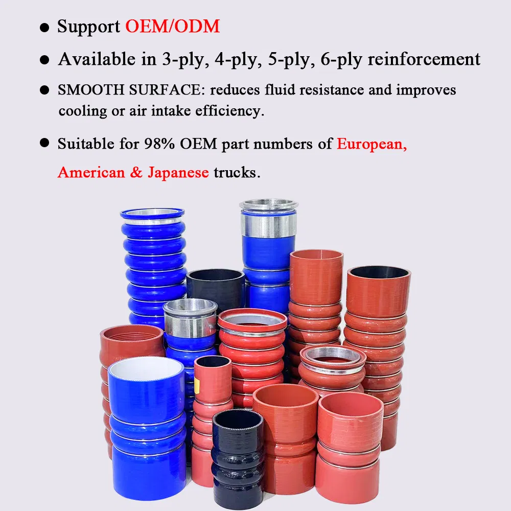 Factory Customized Intake High Temp High-Pressure Resistant Braided Flexible Turbo Coolant Truck Straight Hump Intercooler Radiator 8 10mm Silicone Hose for Daf