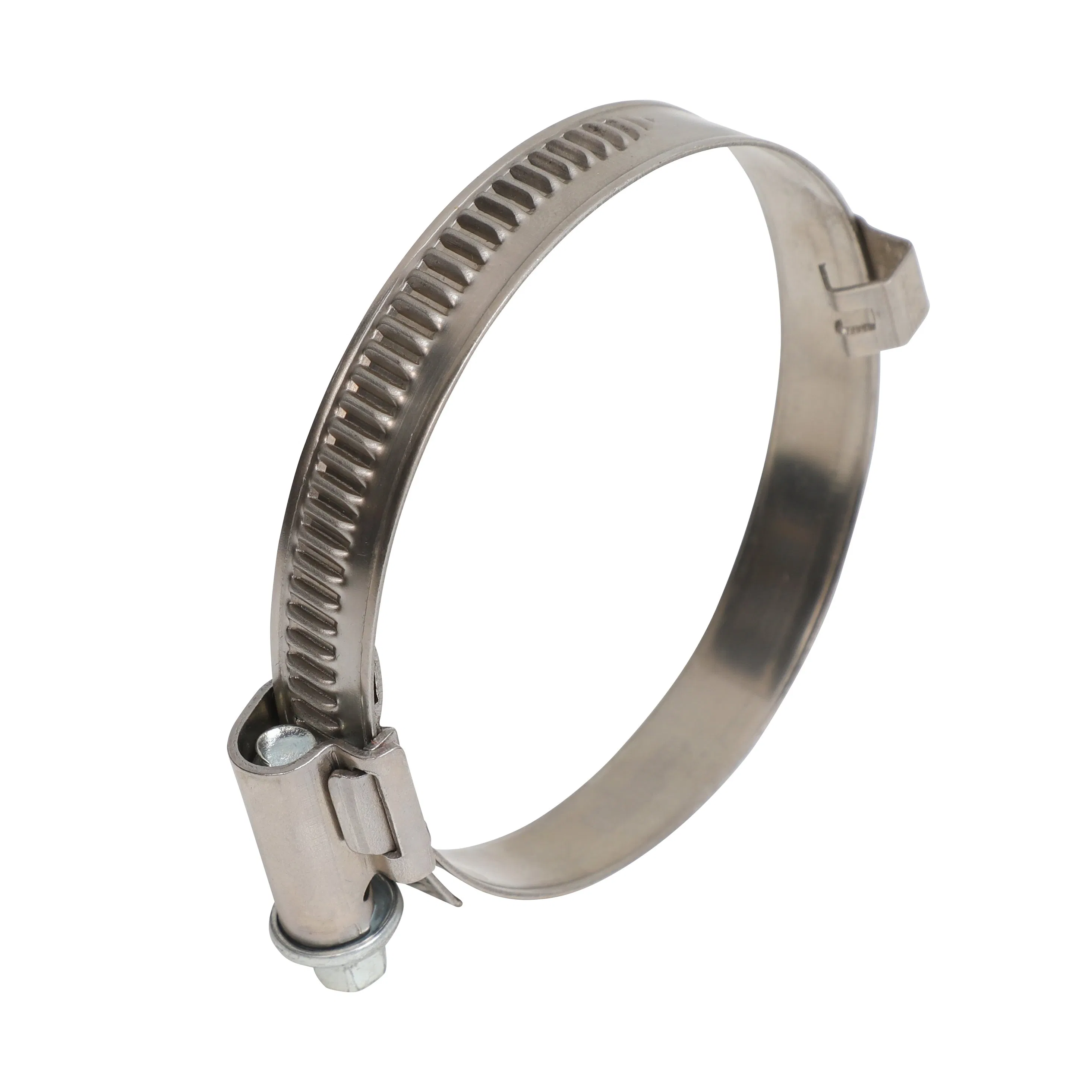 DIN 3017 Embossed Non-Perforated Torro Worm Gear &amp; Worm Drive Hose Clamp with Asymmetric Housing, German Type, 12 mm Bandwidth, 316 Stainless Steel, Automotive