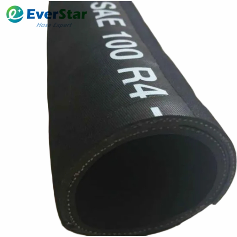 Flexible Hose Textile Braided Pipe Wire Spiral Tube Hydraulic Fuel Oil Rubber Fluid Hose Suction Oil SAE 100r4 Hose