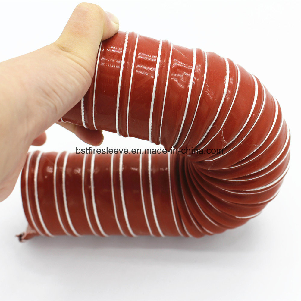 Hot Air Duct High Temperature Protection Silicone Coated Fiberglass Fabric Hose Reinforced with a Spring Steel Wire