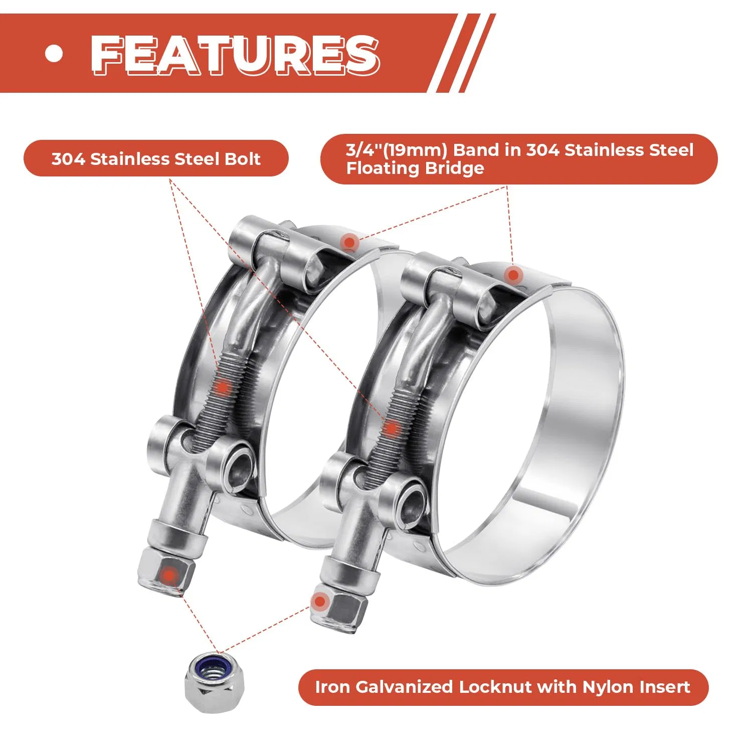 Turbo Intake Intercooler Clamp for Automotive Exhaust Hose Clamp Fastener