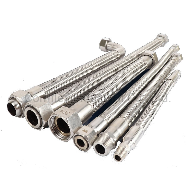 1/4-12" SS304 316 Corrugated Stainless Steel Braided Flexible Metal Tubing Pipe Hoses