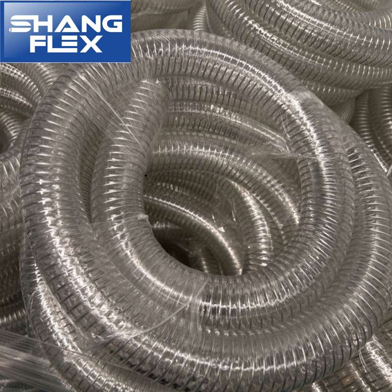 Weather Solutions Spring Hose Flexible PVC &amp; Steel Wire Reinforced Transparent Silicone Oil Suction Hose Plastic Hose