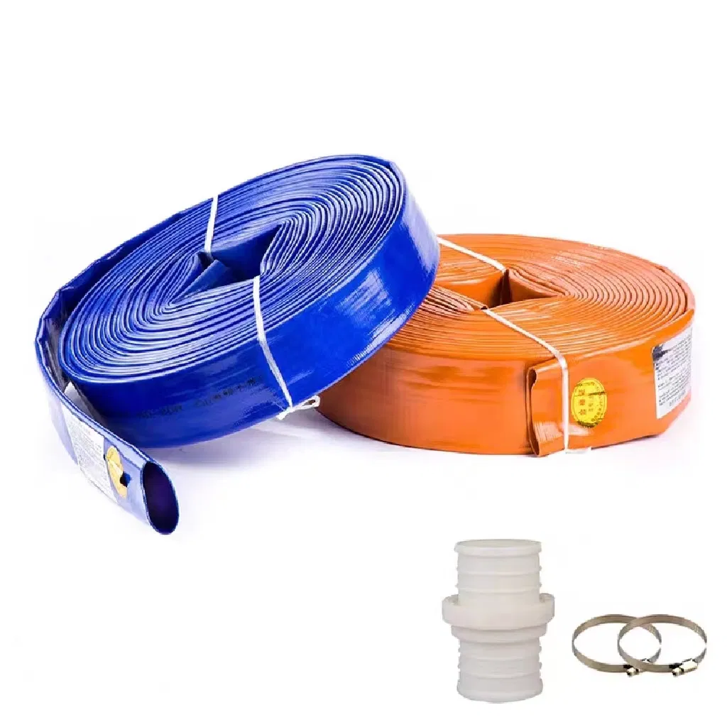 1-16inch PVC Blue Layflat Water Hose Assembly with Coupling Clamp for Pool Vacuum Suction Pump Farm Agriculture Irrigation Hose