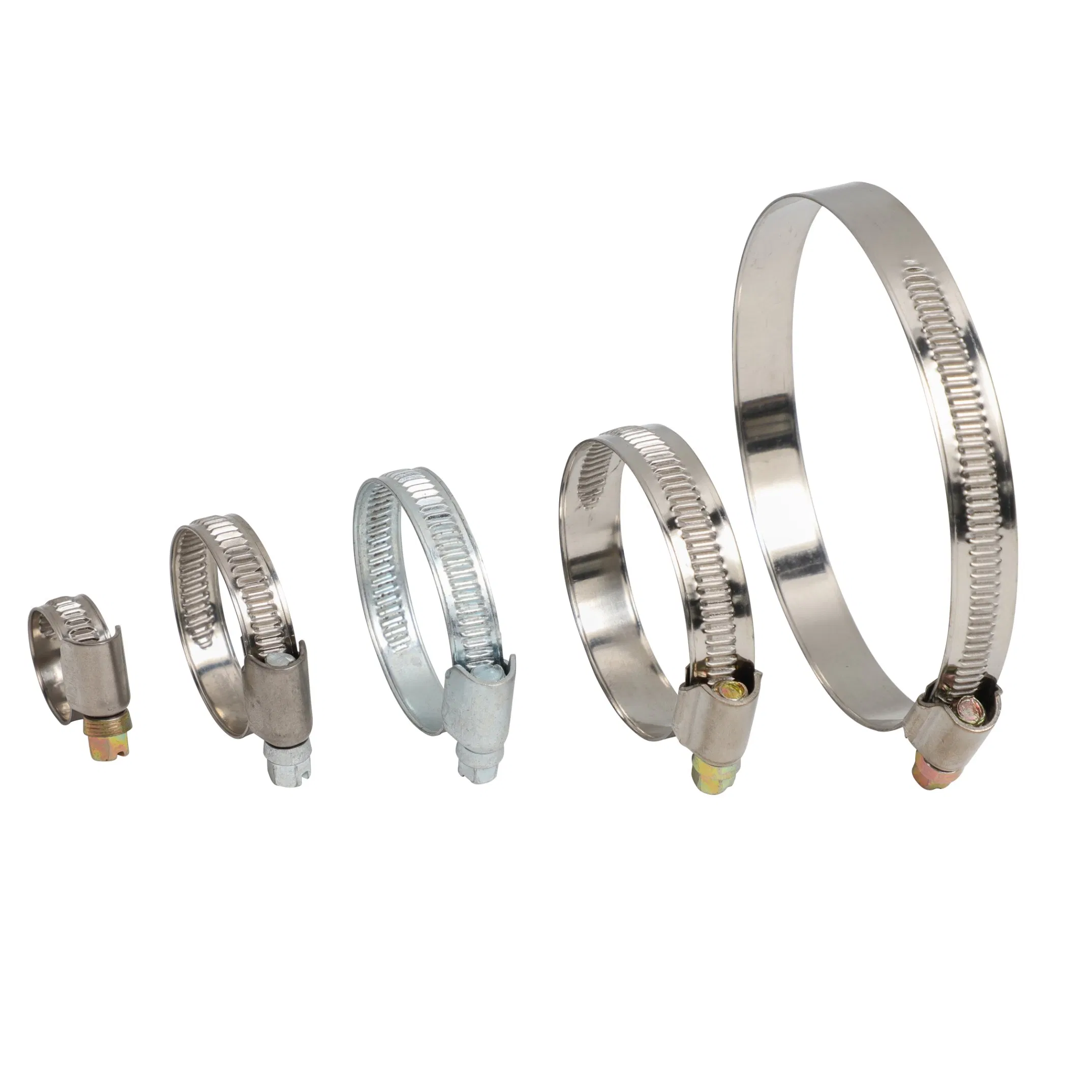 DIN Embossed Non-Perforated Worm Gear Clamp with Symmetric Welded Housing, Stainless Steel German Middle Type Hose Clip for Automotive