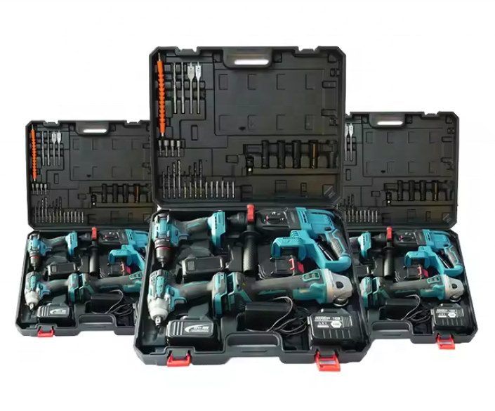 48V High-Performance Industrial Grade Cordless 4 in 1 Brushless Power Tool Set Drill Set 4 10-Cell Battery 2 Chargers