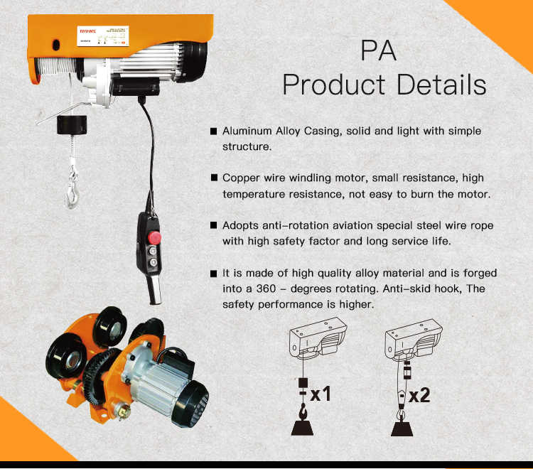 The Good Selling PA Type Mini Electric Hoist Winch with Wireless Remote