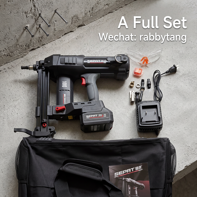 Cordless No Gas Lithium Brushless Steel Concrete Cordless Fastener Tool 20V Battery Nailer Gun 100J 15-40mm