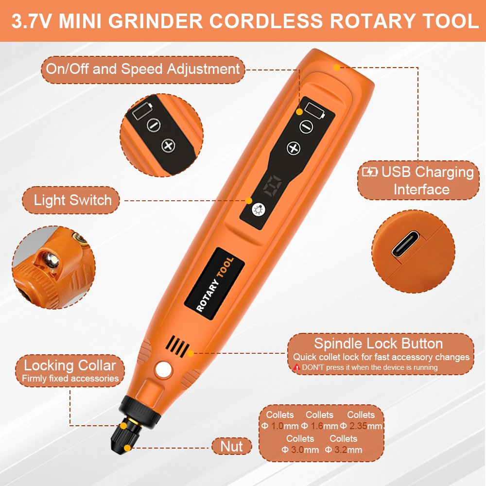 20000rpm 8-speed Mini Electric Drill, Hand Drill Engraving Pen, Cordless Speed-Regulating Rechargeable Grinding Pen