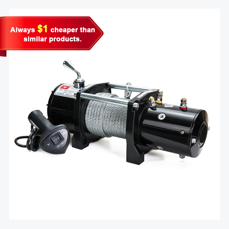 Heavy Duty 12000lb Electric Winch 12V Waterproof Electric Recovery Winch With Wireless Remote Control Synthetic Rope