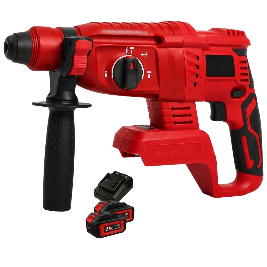 21V Brushless Cordless Industrial Grade Lightweight Portable Lithium-Ion Battery Electric Rotary Hammer for Drilling