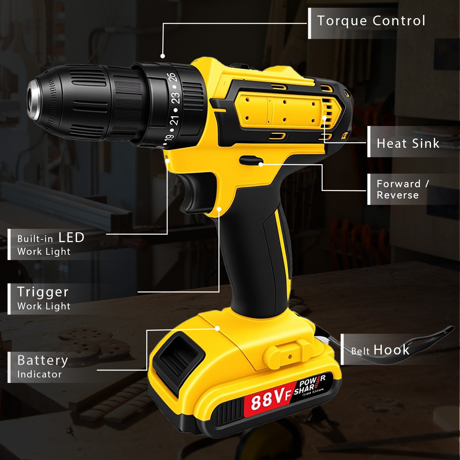 Factory Wholesale Cordless Power Tools Lithium Electric Drill Dual Speed Regulating Power Tool Set Support OEM ODM