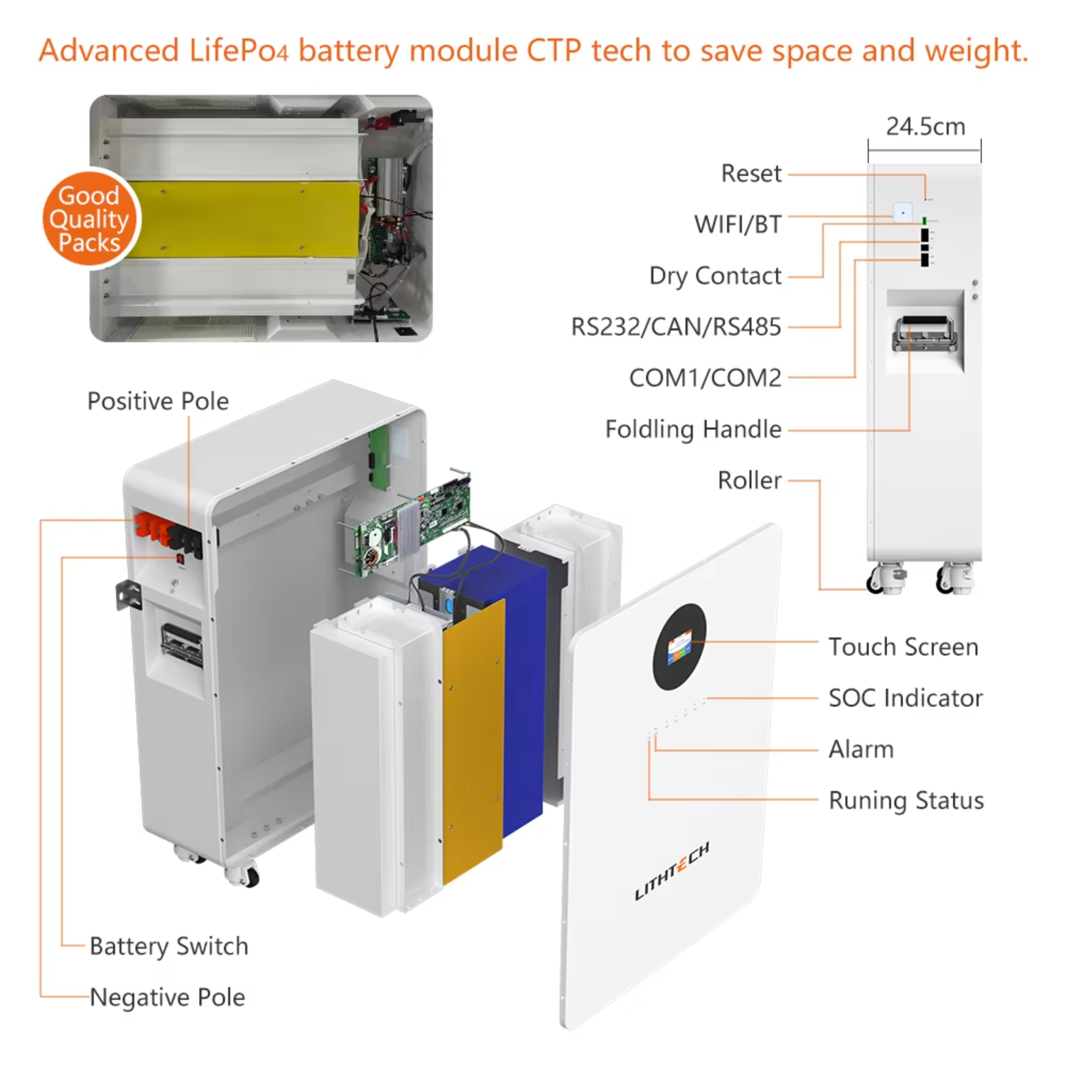 IP65 Waterproof Dustproof Large Capacity 15kwh Vertical Lifepo4 Solar Power System 51.2 Volt 300ah 314ah Lithium Ion Battery