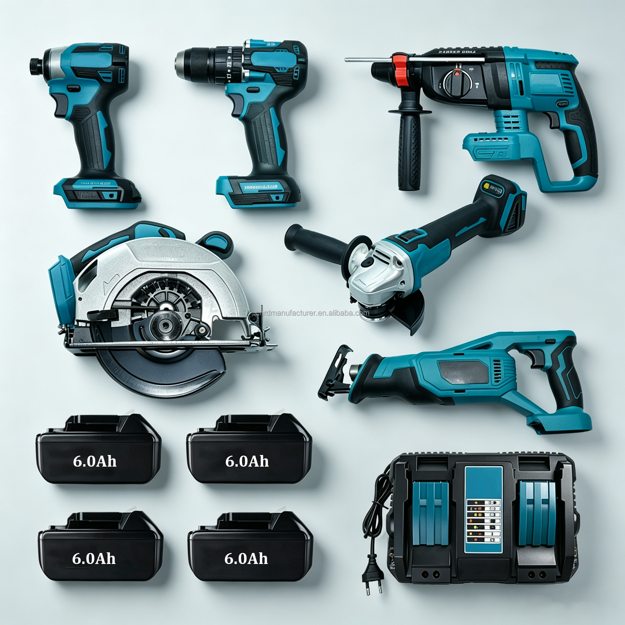 For MKT Construction Power Tools Combo Kit Cordless Electric Power Tool Set with Brushless Motor 4x6.0Ah Battery Dual Charger