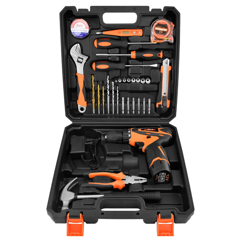 Wholesale Professional Woodworking Tool Set with Electric Drill Adjustable Wrenches Tool Box-Battery-Powered