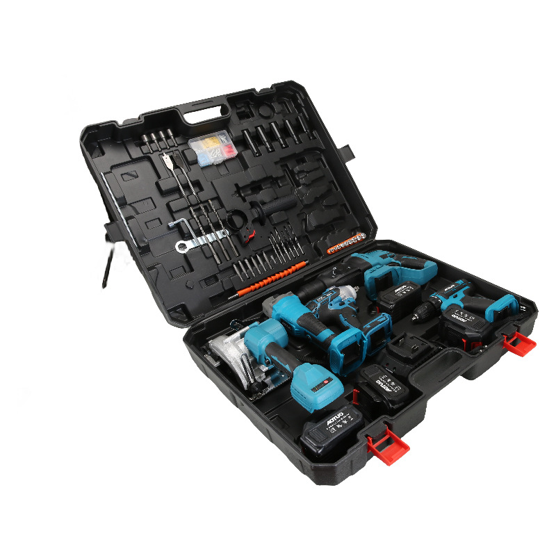 21V Cordless Power Tool Combo Kit 5-Piece Home DIY Tool Set with Rotary Hammer Drill Circular Saw Angle Grinder Impact Wrench