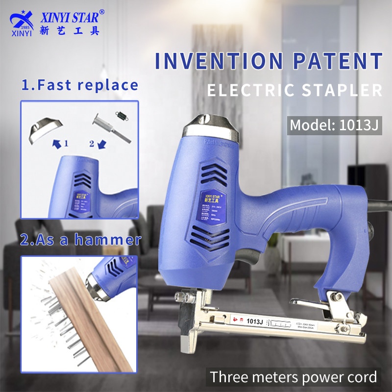 XINYI 1013J AC Electric Framing Nail Gun-DIY Woodworking Tool 210-240V 100pcs Capacity Aluminum Alloy Iron 3-Year Warranty