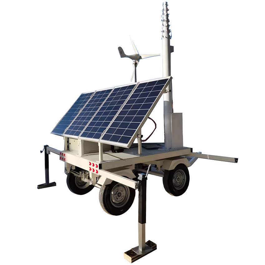 Outdoor Power Supply Mobile Solar Trailer With solar panel lithium battery powered trailer