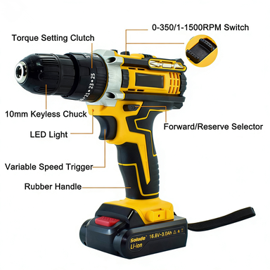 Cordless Power Tools Combo Kit 21V Lithium Battery Multi-function DIY Home Hardware Tool Set with Drill