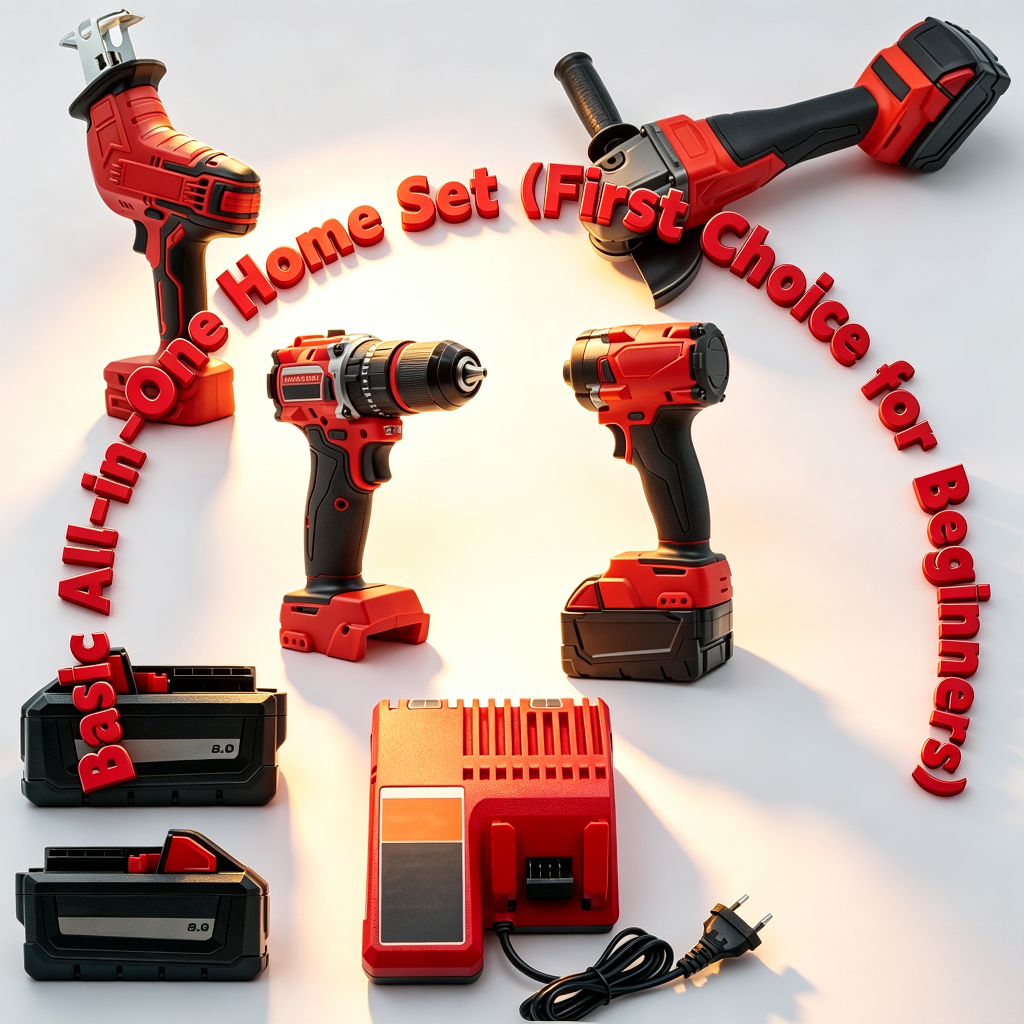 4-in-1 18V Brushless Cordless Power Tool Combo Kit | Home DIY &amp; Repair Set with 2 X 8.0Ah Batteries &amp; Fast Charger