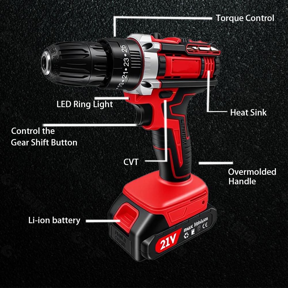 Portable Electric Cordless Drill Power Tool Set Hand-held Variable Speed Battery Operated Plastic Material OEM Customizable