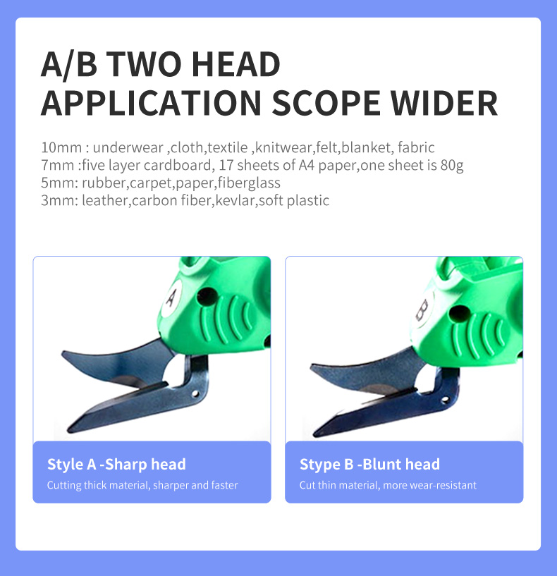 WBT-2 Electric Scissors Blade Cutter Industrial DIY Grade Household Leather Cloth Cutting Knife Power Tools