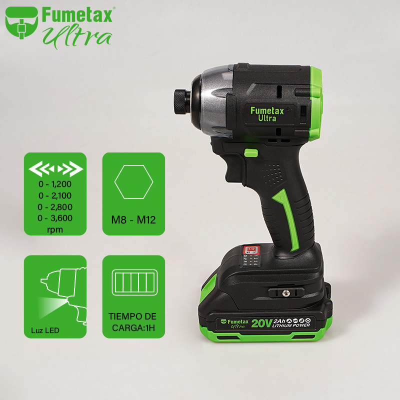 Fumetax 1/4" Three-Speed Cordless Brushless Impact Driver Kit for Construction High-Capacity Mini Hammer Drill