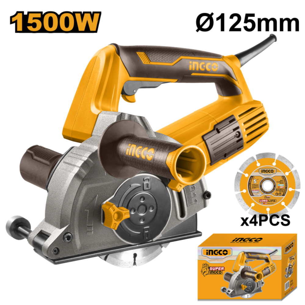 1500W Wall Chaser with 125mm Diameter M14 Concrete Cutter Traces Walls and Pipes