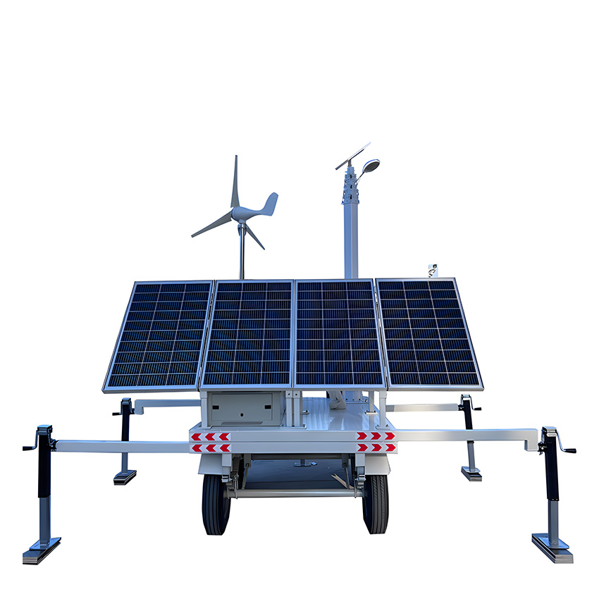 Outdoor Power Supply Mobile Solar Trailer With solar panel lithium battery powered trailer