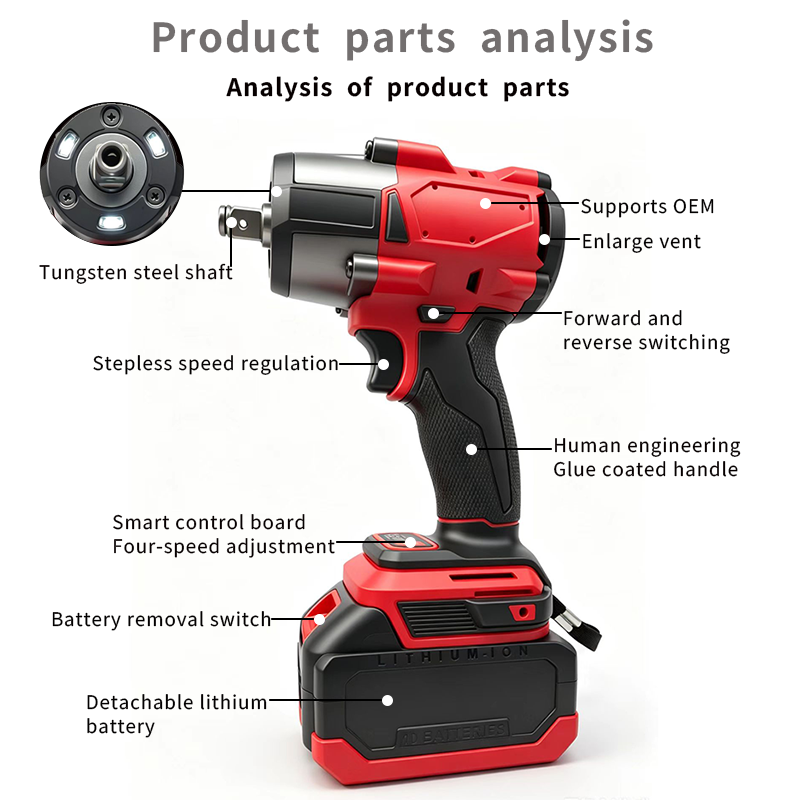 Two Piece Set Of Lithium Battery Powered Tools, Brushless Electric Wrench With Impact Drill, Household Electric Tool Set