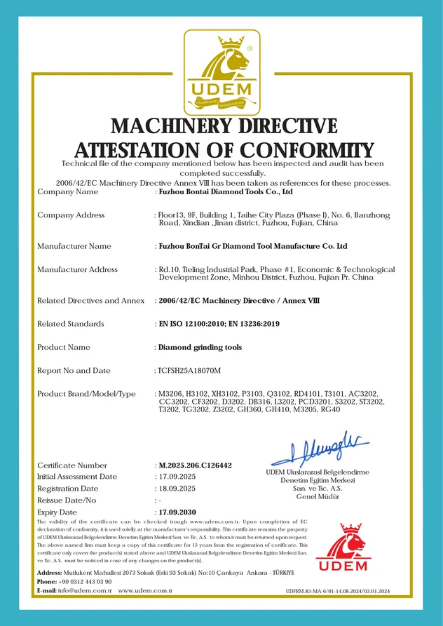 Diamond Tool Certificate 1