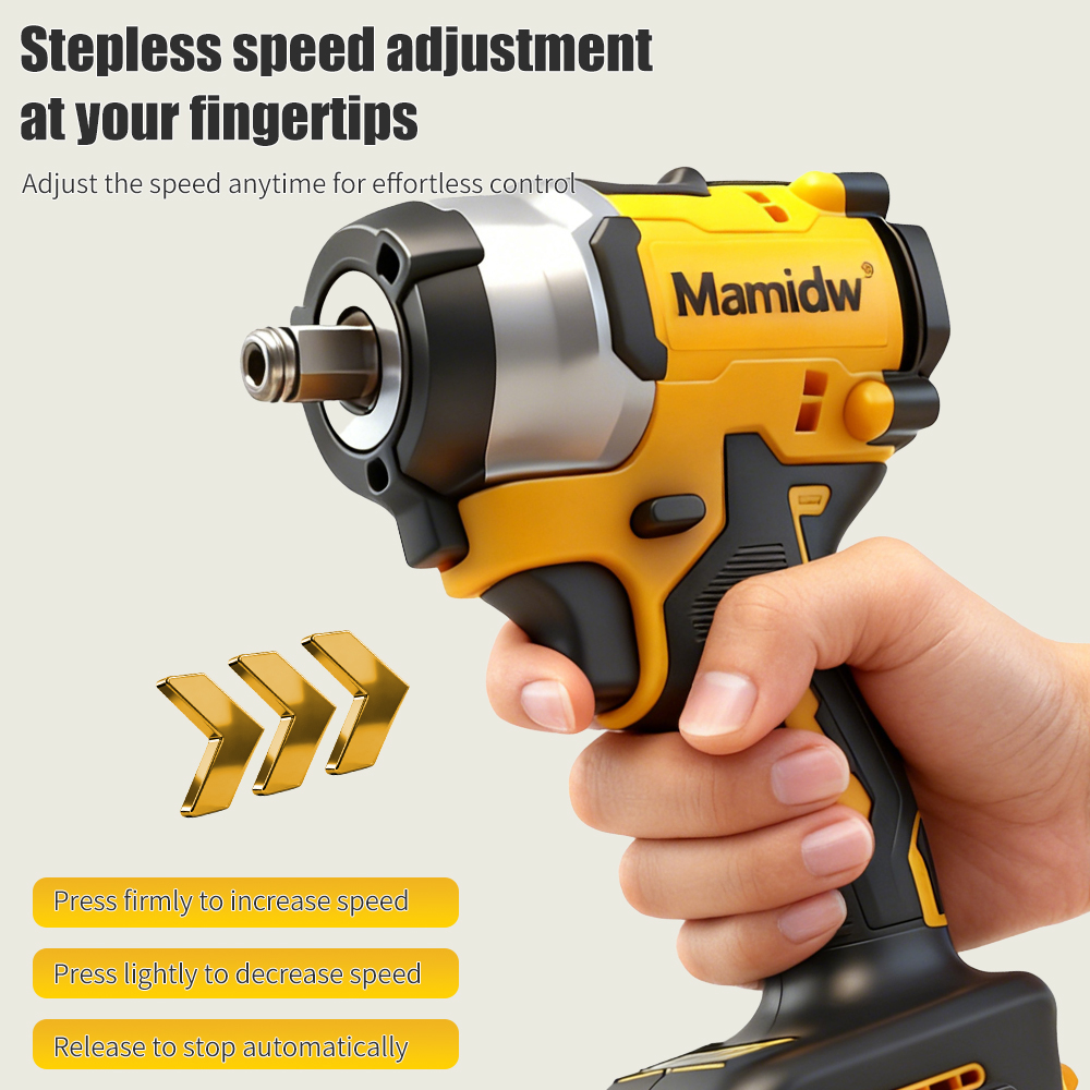 3250RPM Brushless Impact Wrench LED Cordless Driver Large Torque Variable Speed Electric Wrench for 20V Battery