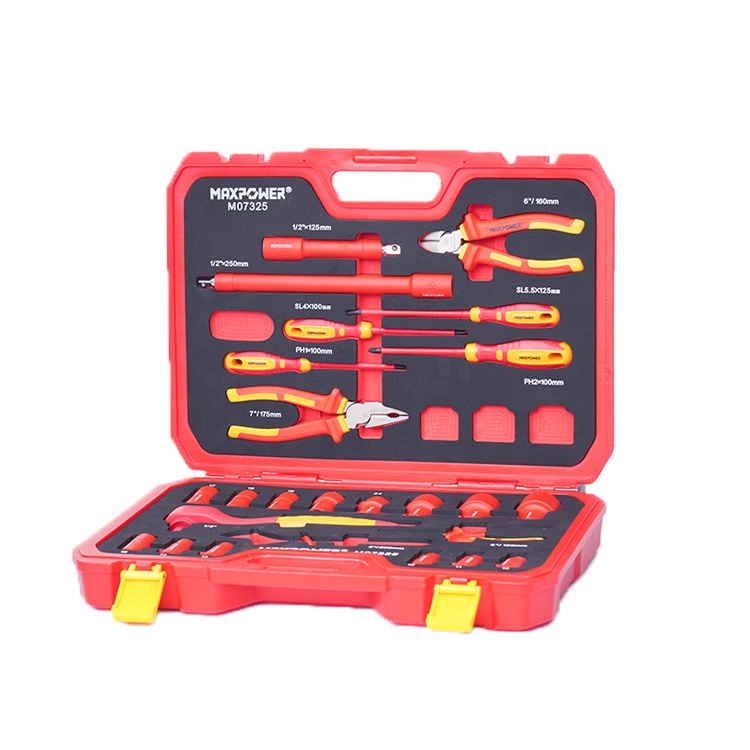 Maxpower Electricians Screwdriver Industrial Tool 1000V 25 Piece VDE Insulated Tool Set With Soft-grip Handles