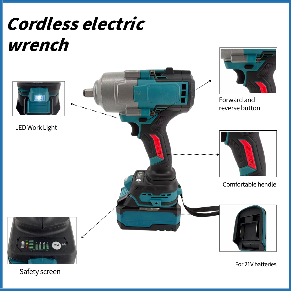 Multi Functional Adjustable Settings Fastening Loosening Assembly Work Cordless Electric Wrench for Sale