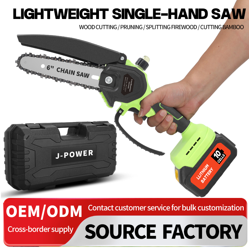 21v Lithium-Ion Brushless Electric Chainsaw 6 Inch Cordless Electric Woodworking Saw Garden Tool Handheld Electric Chain Saw