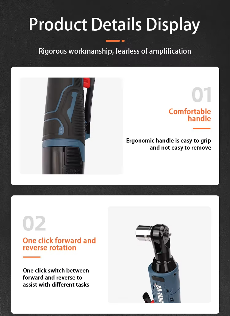 Handy High Torque 21V Li-Ion Rechargeable Cordless Brushless Motor Electric Ratchet Wrench for Industrial DIY Stage Truss