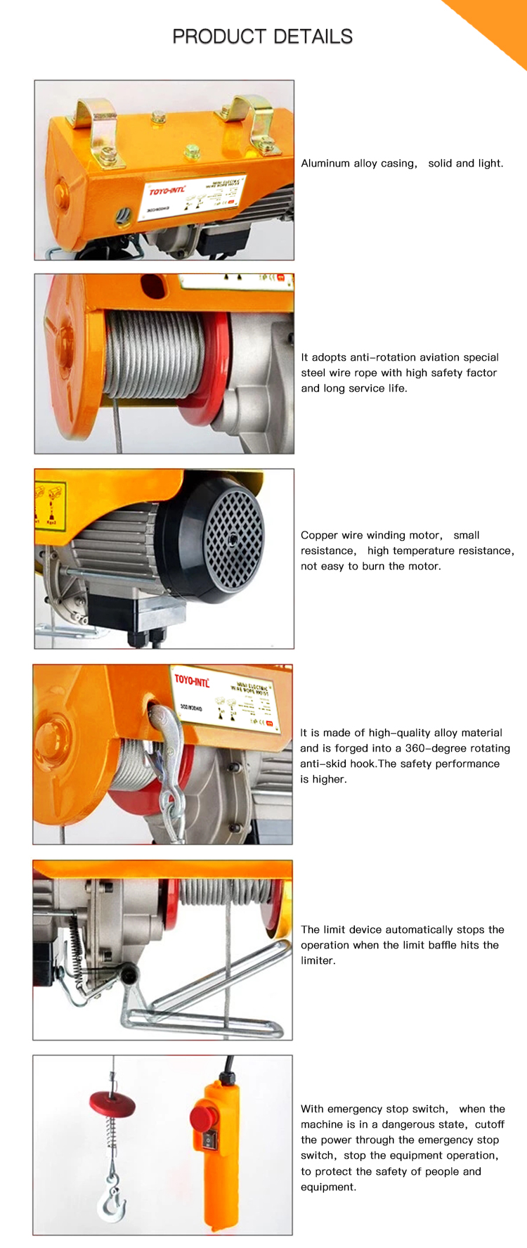 The Good Selling PA Type Mini Electric Hoist Winch with Wireless Remote