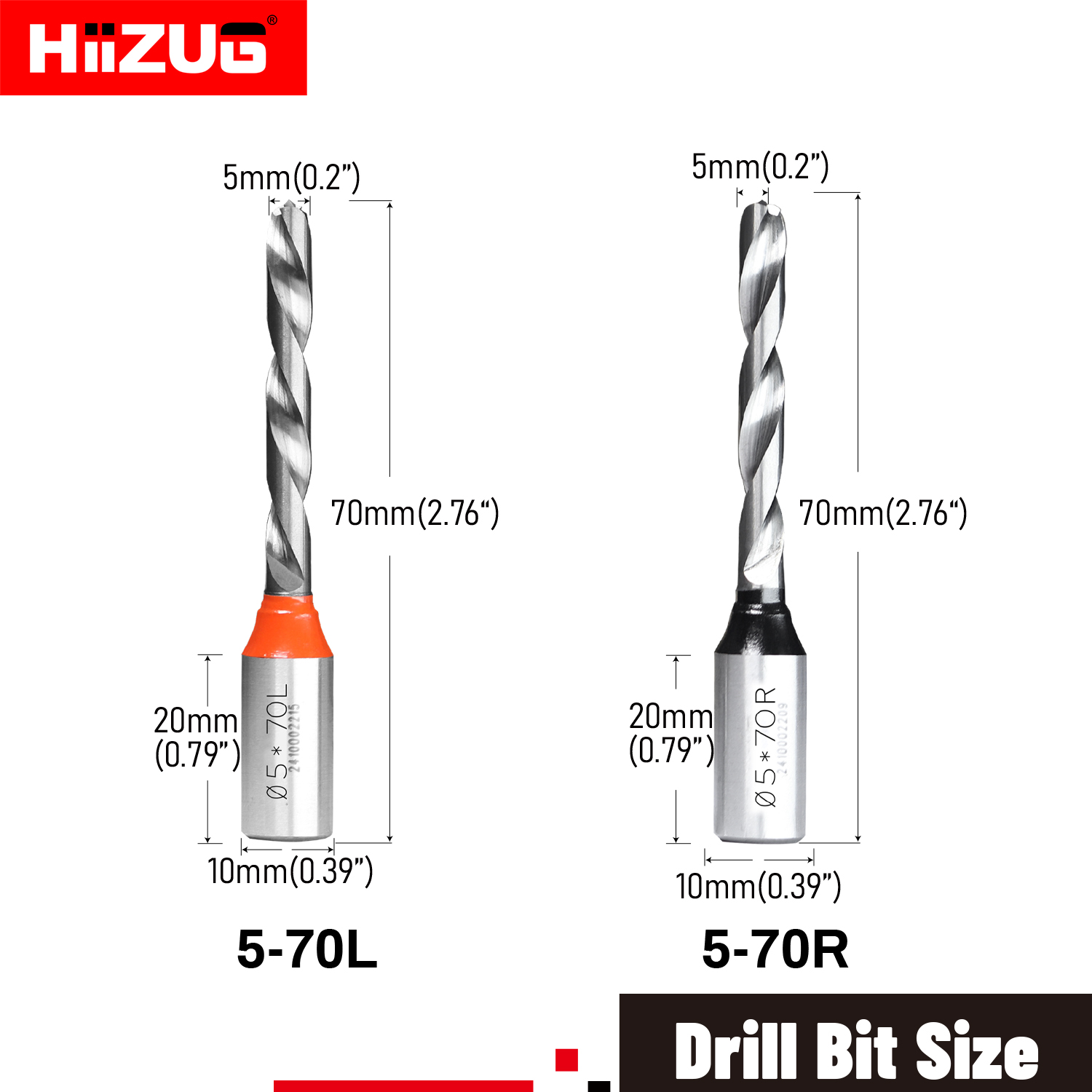Hiizug Carbide Crown Drill 5x70mm L R Rotation TCT Brad Point Boring Bit for Wood Drilling TCT Through Hole Boring Drill Bits