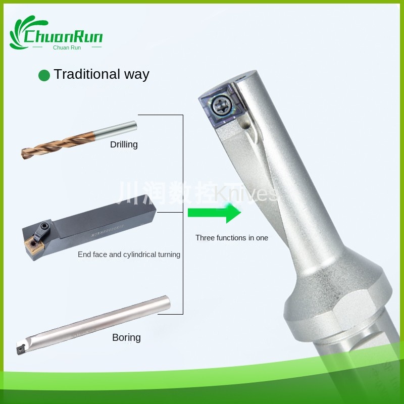Chuanrun SF Small Diameter U-Drill Boring Drill Bit Integrated Cutter Rod Teguk General QCMT Insert Single-Edged Integrated