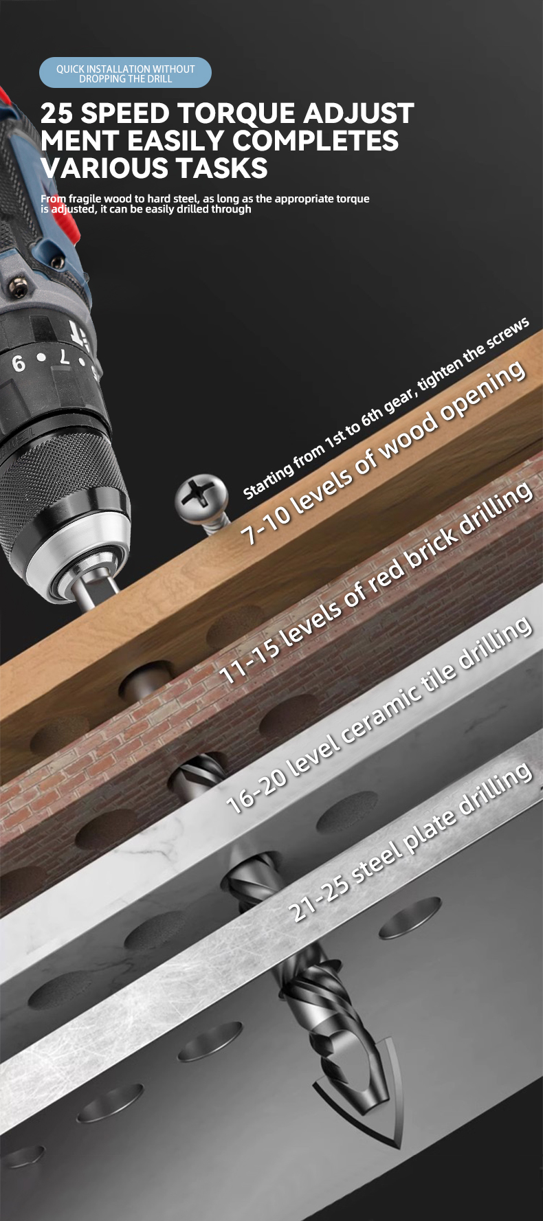 Smart LCD Display Brushless Drill