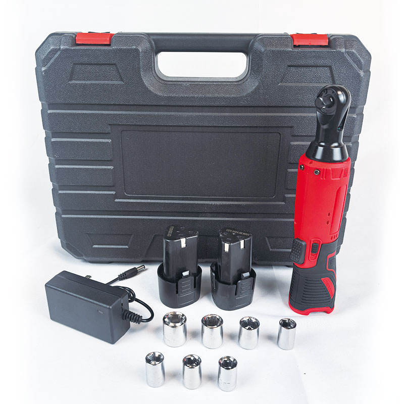 Industrial Cordless Electric 12v Ratchet Wrench Set with 2 Packs of 1300mAh Lithium-ion Batteries Max Torque 80n
