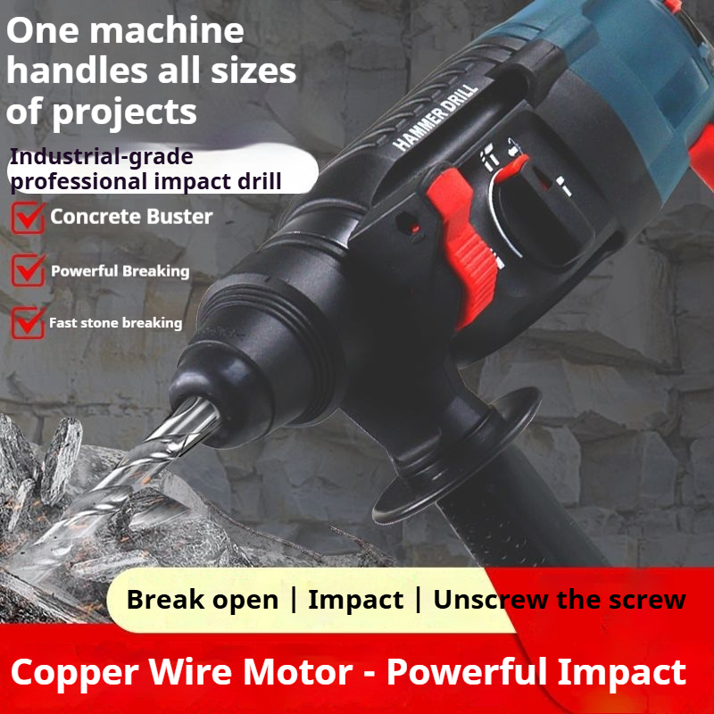 Power Tools Professional Heavy Duty Electric Rotary Hammer Drill-Industrial Grade 3 Modes 850W 220V for Concrete Brick &amp; Stone
