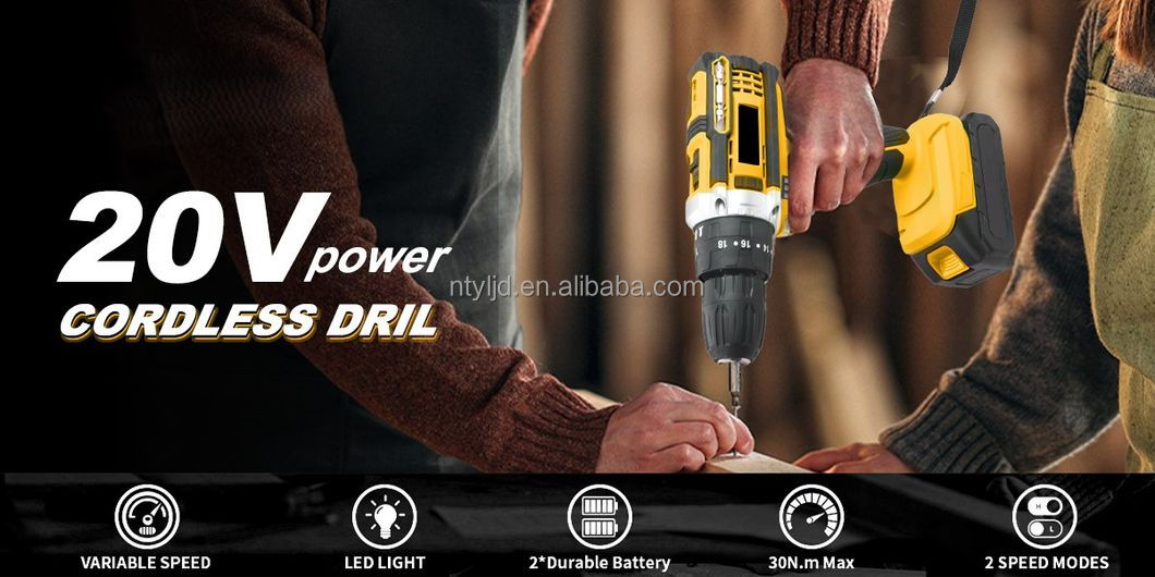 Factory Wholesale OEM/ODM Professional 21V Cordless Drill Screwdriver Combo Kit Lithium-Ion Power Tool Set Construction Variable