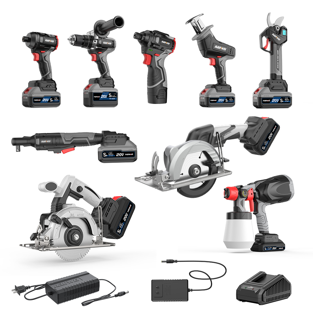 NANWEI Multifunctional Cordless Power Drill Combo Kit Household Tool &amp; Craftsman Mechanic Woodworking Set Battery Source CE