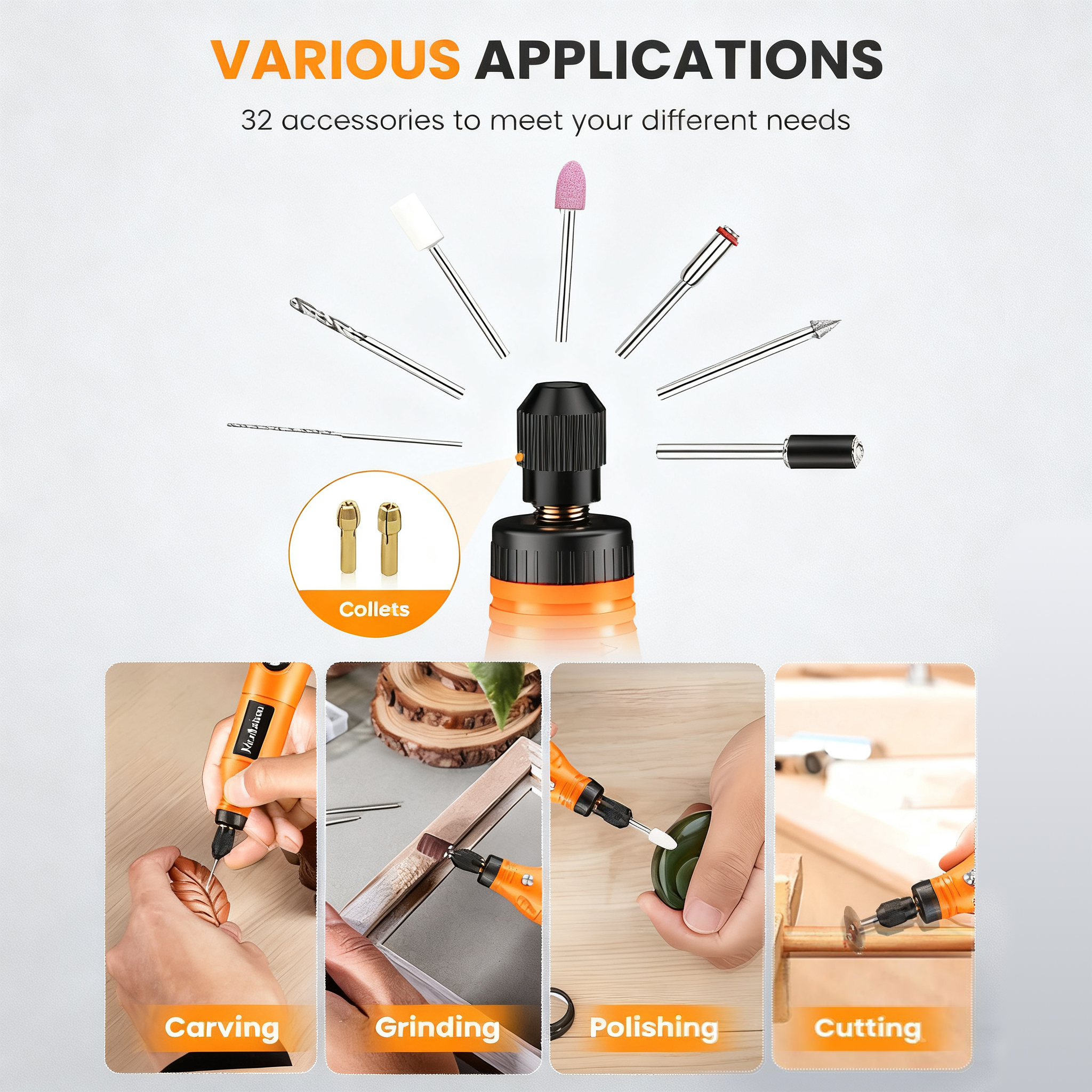 Cordless 3.7V Grinder Electric Rotary Tool Kit Power Tool for DIY Hand-made Wireless Sanding Polishing Drilling Engraving