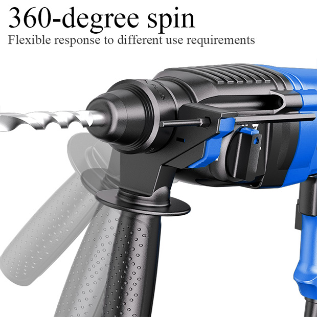 Industrial Rotary Hammer Impact Drill 1800W 26mm Max Drilling Diameter 60.4ft-lb Torque Portable AC 110-240V