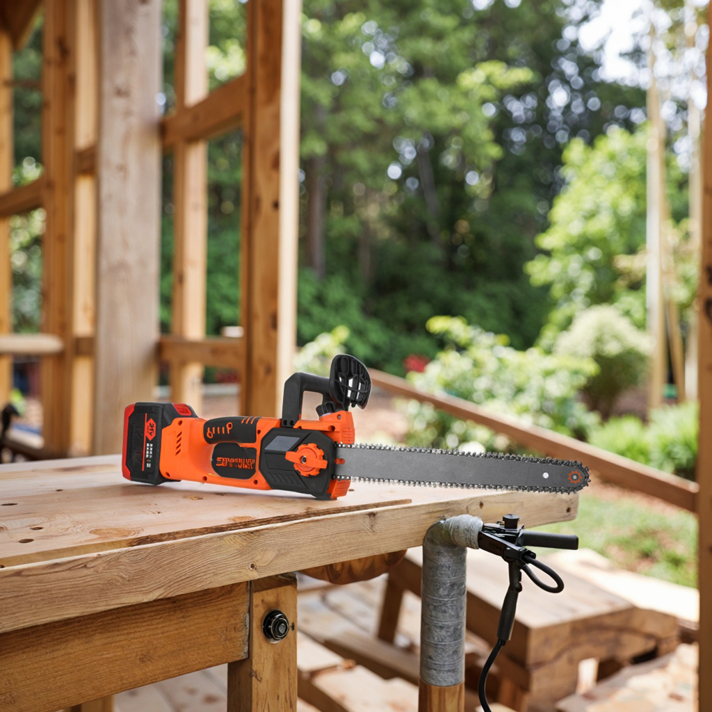 Portable Lightweight Electric Chain Saw High Power Battery Operated for Outdoor Wood Cutting for DIY &amp; Industrial Use