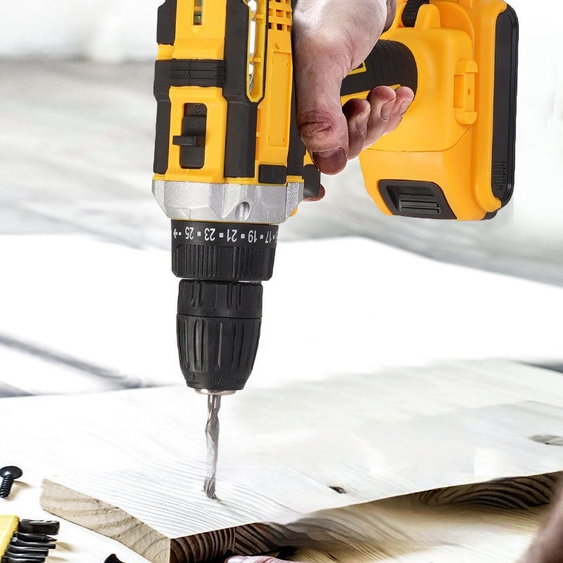 Multifunctional Cordless Impact Drill Set Portable Power Tool Kit with 1/2 Inch Chuck for Concrete Steel and Wood Working