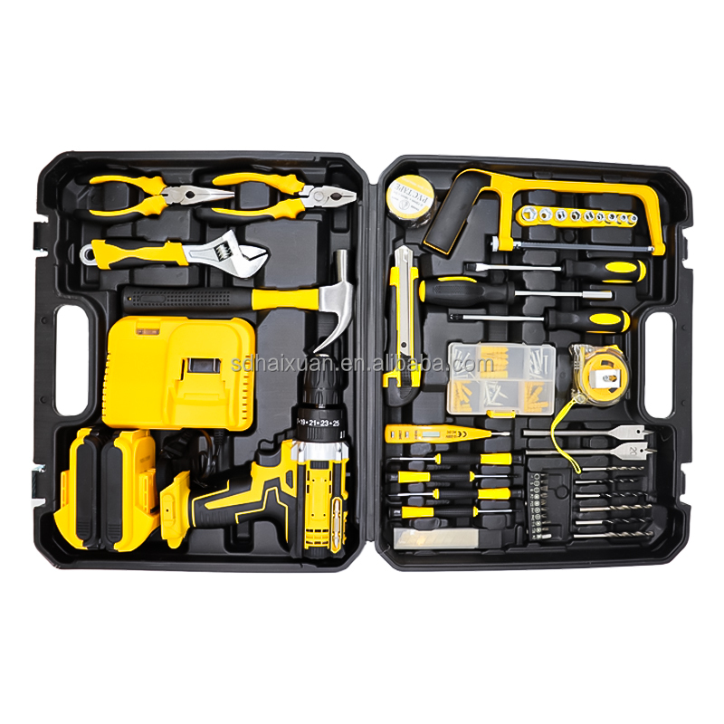 Contractor Grade 21V Brushless Cordless Tool Combo Drill and Grinder Kit with Extensive 118 Piece Professional Set