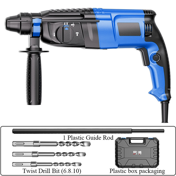 Industrial Rotary Hammer Impact Drill 1800W 26mm Max Drilling Diameter 60.4ft-lb Torque Portable AC 110-240V
